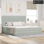 Krevet s prostorom za pohranu s LED-om Svijetlo siva Baršun