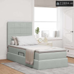 Krevet s prostorom za pohranu s LED-om Svijetlo siva Baršun