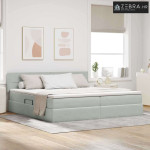 Krevet s prostorom za pohranu s LED-om Svijetlo siva Baršun