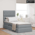 Krevet s prostorom za pohranu s LED-om Svijetlo siva Poliester