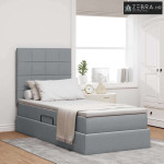 Krevet s prostorom za pohranu s LED-om Svijetlo siva Poliester