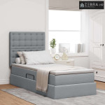 Krevet s prostorom za pohranu s LED-om Svijetlo siva Poliester