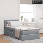 Krevet s prostorom za pohranu s LED-om Svijetlo siva tkanina