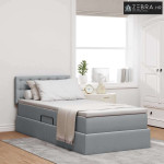 Krevet s prostorom za pohranu s LED-om Svijetlo siva tkanina