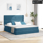 Krevet s prostorom za pohranu s LED-om Tamno plava 160 x 200 cm