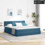 Krevet s prostorom za pohranu s LED-om Tamno plava 160 x 200 cm