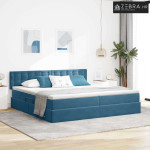 Krevet s prostorom za pohranu s LED-om Tamno plava 200 x 200 cm