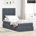 Krevet s prostorom za pohranu s LED-om Tamno siva 100 x 200 cm