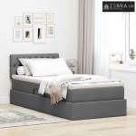 Krevet s prostorom za pohranu s LED-om Tamno siva 100 x 200 cm
