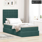 Krevet s prostorom za pohranu s LED-om Tamnozelena 100 x 200 cm