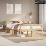 Krevet s regalom za knjige bez madraca 135x190 cm od borovine - Prirod