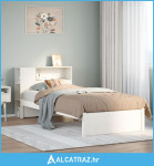 Krevet s regalom za knjige bez madraca bijeli 75x190cm borovina - NOVO