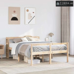 Krevet za starije s uzglavljem 140x200 cm od borovine - Prirodna 140 x