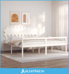 Krevet za starije s uzglavljem bijeli 200x200 cm masivnog drva - NOVO