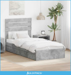 Krevet s od storage Betonski sivi 90 x 190 cm Konstruirano drvo - NOVO