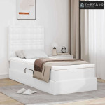 Krevet s od storage Čista bijela 100 x 200 cm Lažna koža