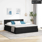 Krevet s od storage s madracem Crna 200 x 200 cm Lažna koža