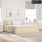 Krevet s od storage s madracem Krema 180 x 200 cm Lažna koža