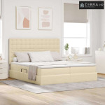 Krevet s od storage s madracem Krema 180 x 200 cm Lažna koža