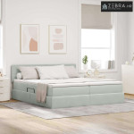 Krevet s od storage s madracem Svijetlo siva 100 x 200 cm