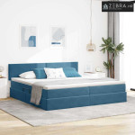 Krevet s od storage s madracem Tamno plava 200 x 200 cm Baršun