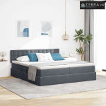 Krevet s od storage s madracem Tamno siva 100 x 200 cm