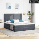 Krevet s od storage s madracem Tamno siva 180 x 200 cm Baršun