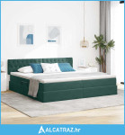 Krevet s od storage s madracem Tamnozelena 200 x 200 cm Baršun - NOVO