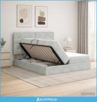 Krevet s od storage s pohranom Svjetlosiva 200 x 200 cm Baršun - NOVO