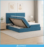 Krevet s od storage s pohranom Tamno plava 180 x 200 cm Baršun - NOVO