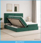 Krevet s od storage s pohranom Tamnozelena 200 x 200 cm Baršun - NOVO