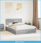 Krevet s od storage Siva Sonoma 150 x 200 cm Konstruirano drvo - NOVO