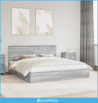 Krevet s od storage Siva Sonoma 180 x 200 cm Konstruirano drvo - NOVO
