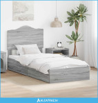 Krevet s od storage Siva Sonoma 75 x 190 cm Konstruirano drvo - NOVO