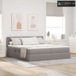 Krevet s od storage Sivo-smeđa 180 x 200 cm Lažna koža