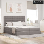 Krevet s od storage Sivo-smeđa 180 x 200 cm Lažna koža