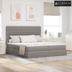 Krevet s od storage Sivo-smeđa 180 x 200 cm Lažna koža