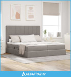Krevet s od storage Sivo-smeđa 200 x 200 cm Lažna koža - NOVO