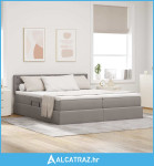 Krevet s od storage Sivo-smeđa 200 x 200 cm Lažna koža - NOVO