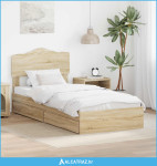Krevet s od storage Sonoma hrast 100 x 200 cm Konstruirano drvo - NOVO