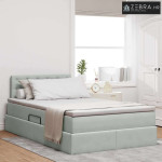 Krevet s od storage Svijetlo siva 120 x 190 cm Baršun