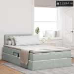 Krevet s od storage Svijetlo siva 120 x 190 cm Baršun