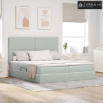 Krevet s od storage Svijetlo siva 180 x 200 cm Baršun