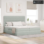 Krevet s od storage Svijetlo siva 200 x 200 cm Baršun