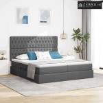Krevet s od storage Tamno siva 200 x 200 cm Lažna koža