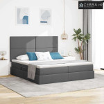 Krevet s od storage Tamno siva 200 x 200 cm Lažna koža
