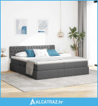 Krevet s od storage Tamno siva 200 x 200 cm Lažna koža - NOVO