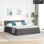 Krevet s od storage Tamno siva 200 x 200 cm Lažna koža