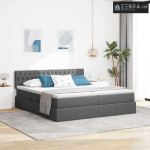 Krevet s od storage Tamno siva 200 x 200 cm Lažna koža