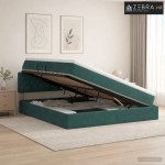 Krevet s od storage Tamnozelena 160 x 200 cm Baršun - Tamnozelena 160
